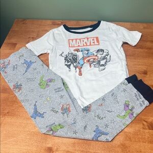 Marvel Heroes White and Gray Pajama Set, kids size 8